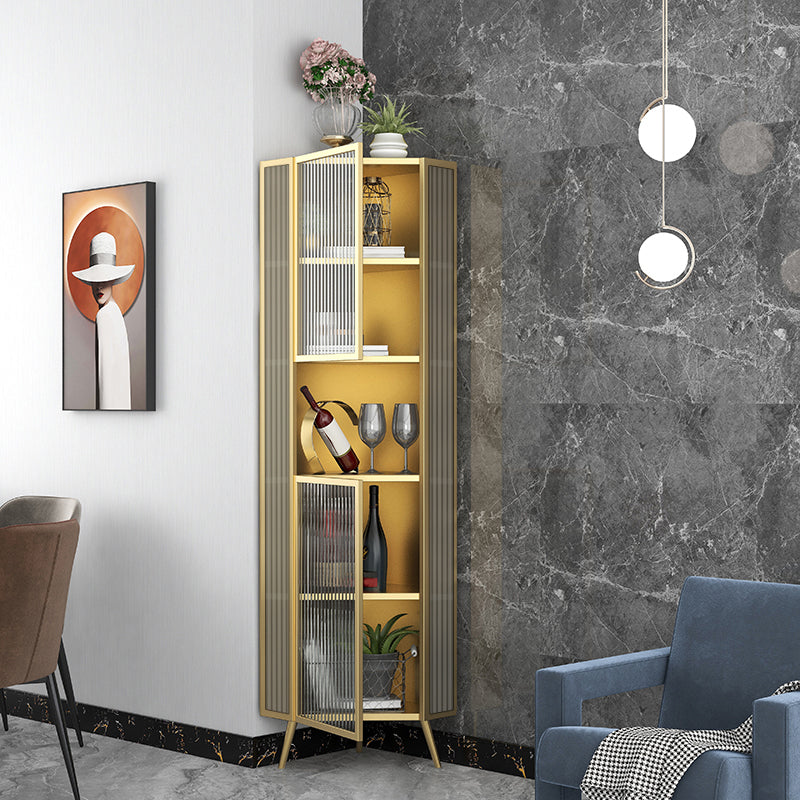 Contemporary Curio Cabinet Metal Display Cabinet with Door for Living Room