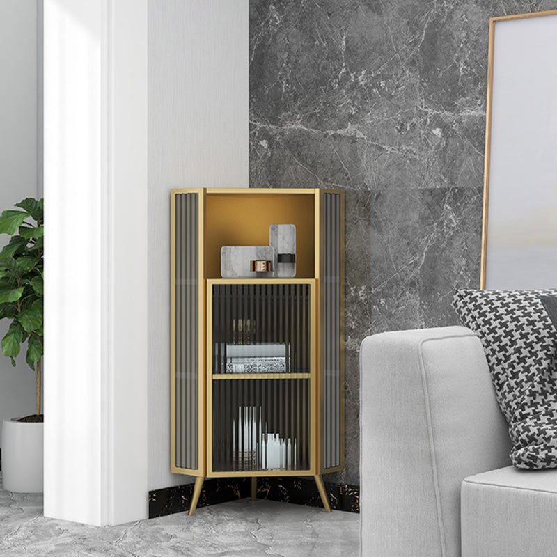 Contemporary Curio Cabinet Metal Display Cabinet with Door for Living Room