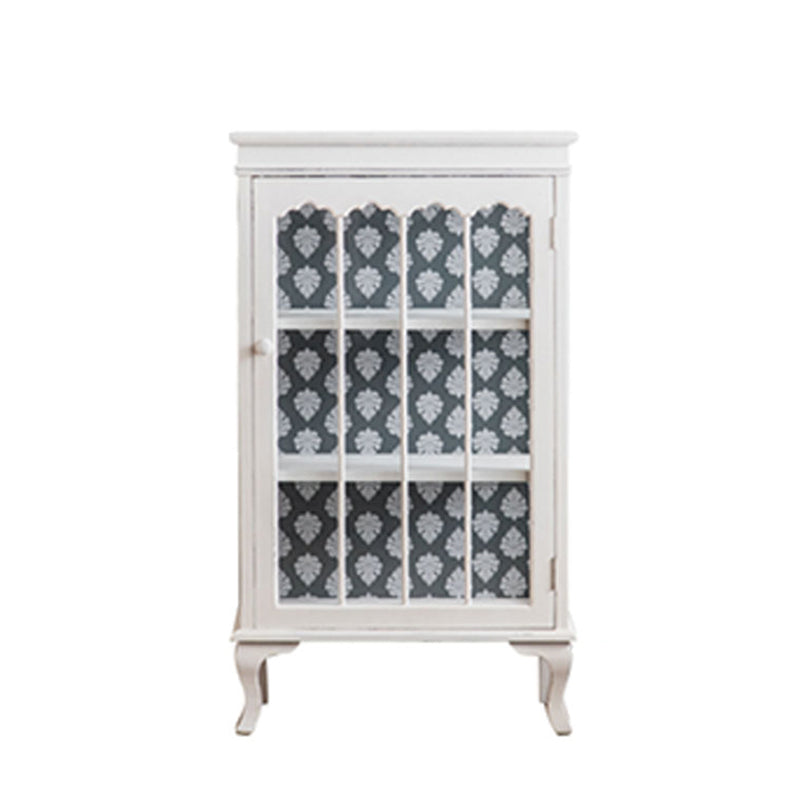 Traditional Curio Cabinet Wood Buffet Cabinet with Glass Door for Living Room