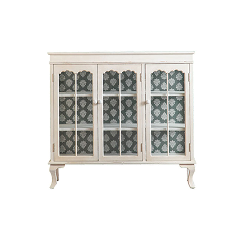 Traditional Curio Cabinet Wood Buffet Cabinet with Glass Door for Living Room