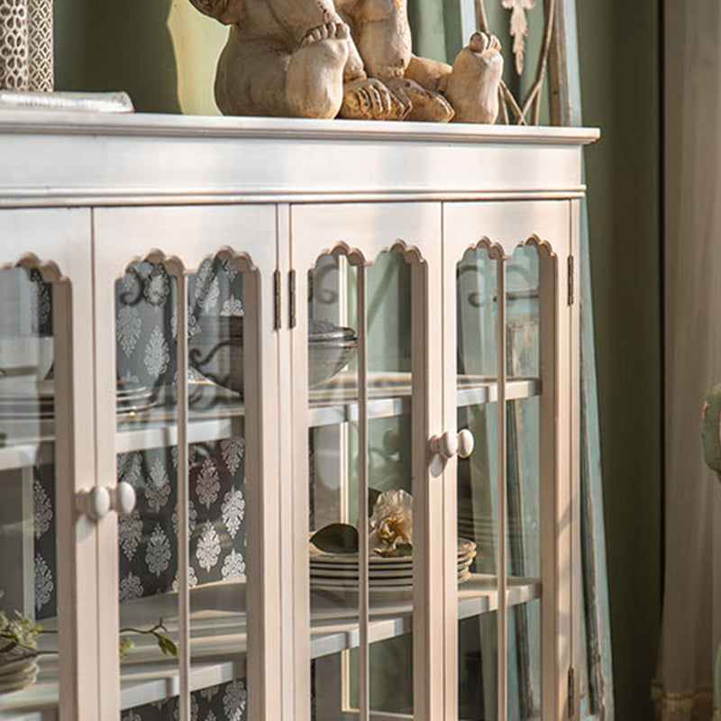 Traditional Curio Cabinet Wood Buffet Cabinet with Glass Door for Living Room