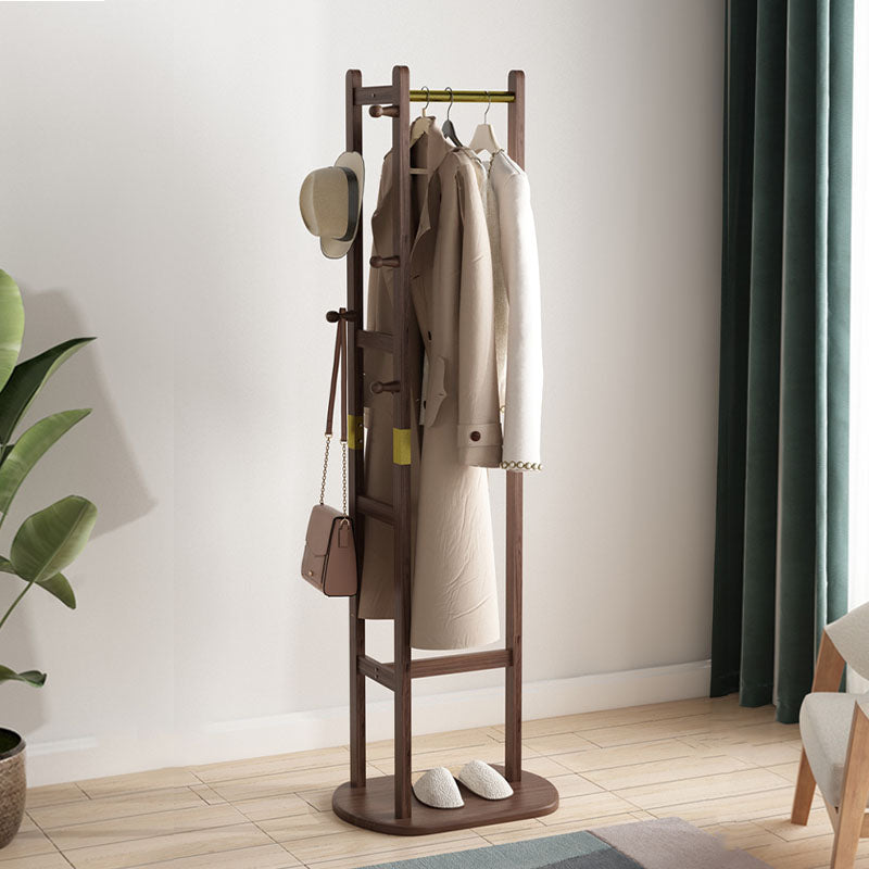 64" Modern and Contemporary Hanging Hall Tree Pine Coat Hanger with Hanging Rail and Hooks