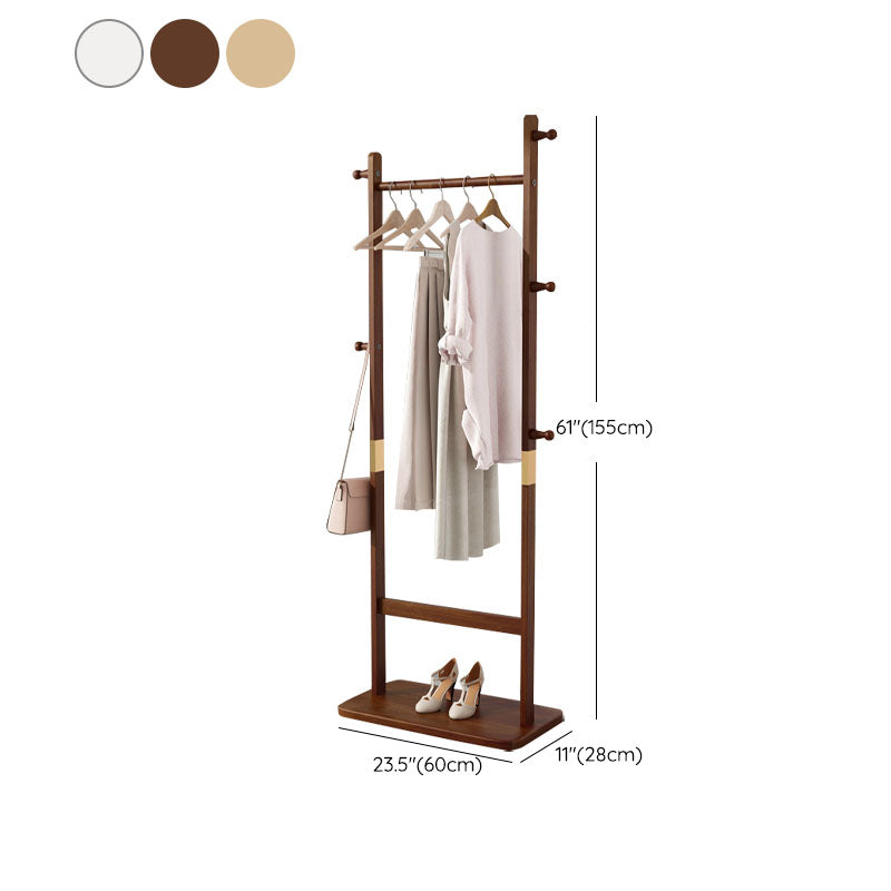 64" Modern and Contemporary Hanging Hall Tree Pine Coat Hanger with Hanging Rail and Hooks