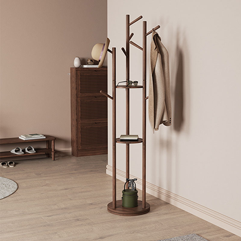 Modern Hall Tree Solid Wood Rubber Wood Rotatable Coat Hanger 70"