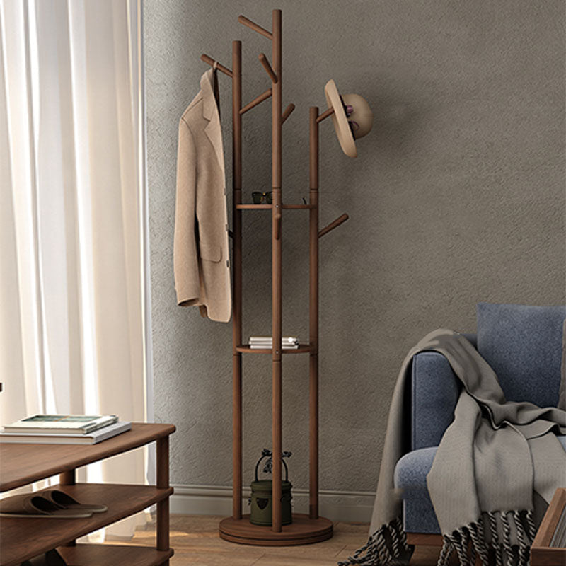 Modern Hall Tree Solid Wood Rubber Wood Rotatable Coat Hanger 70"