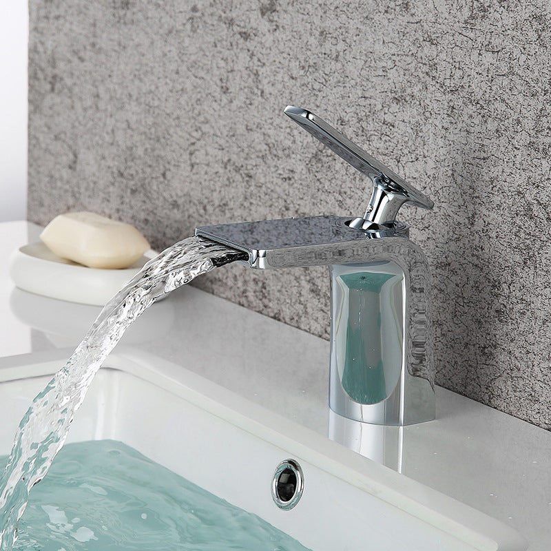 Industrial Vessel Sink Faucet Grass Lever Waterfall Spout with Drain Bathroom Faucet