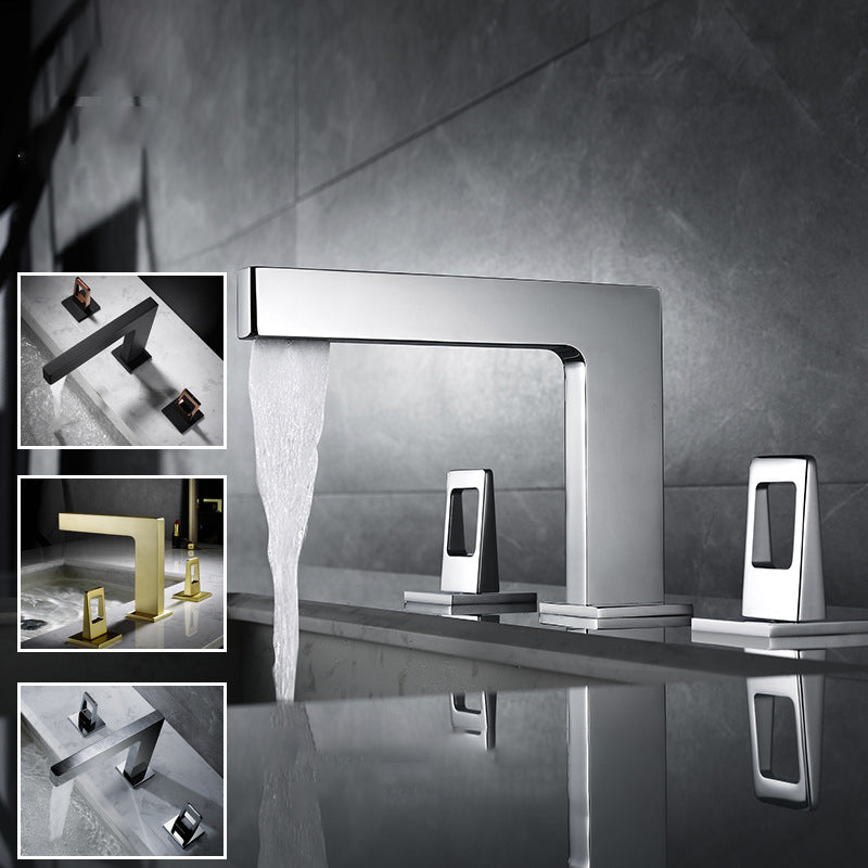 Light Luxury Vessel Sink Faucet 3 Hole Lever Handles Faucet for Bathroom