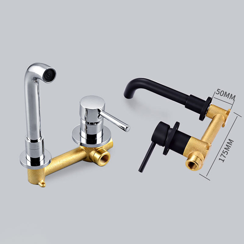 Industrial Bathroom Faucet Brass Lever Handles 2 Hole Faucets Wall Mounted Faucet