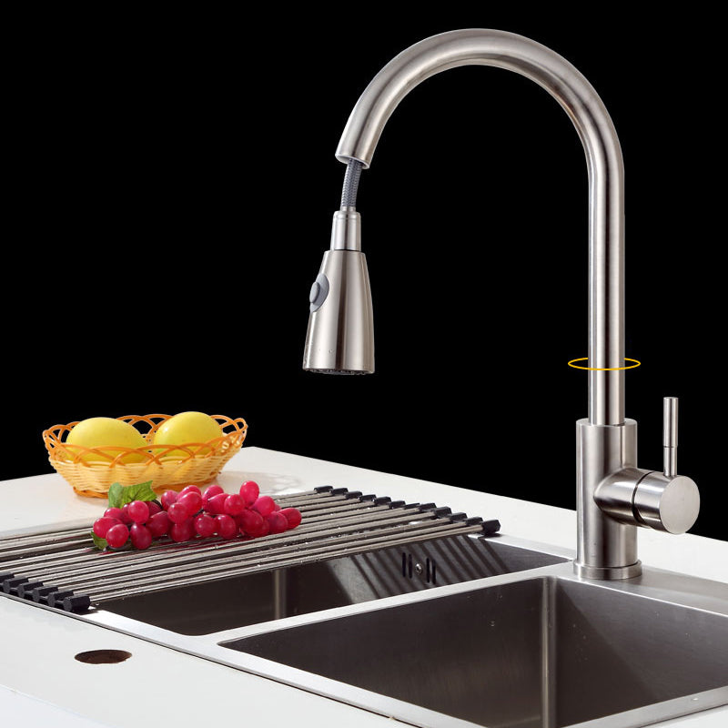 Modern Spray Kitchen Faucet Stainless Steel with Pull Out Sprayer Bar Faucet