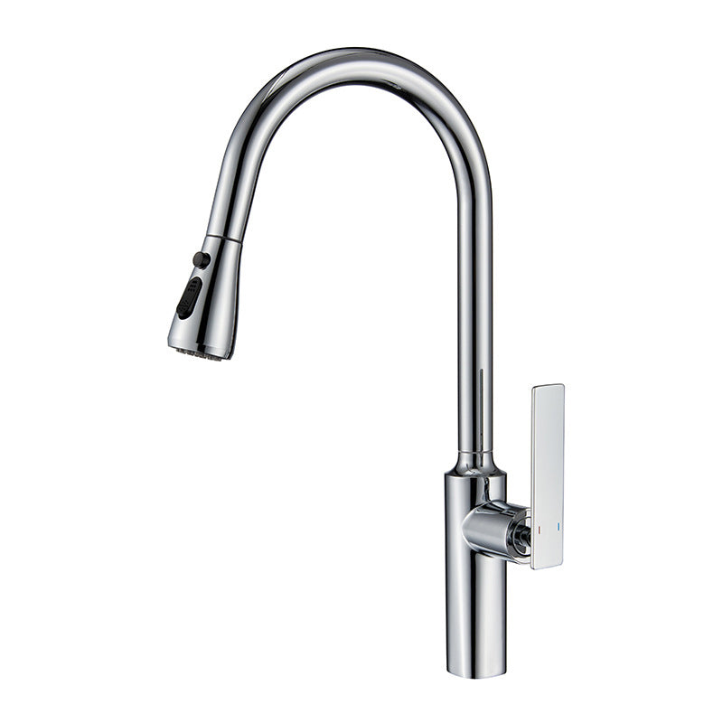 Modern Style Retractable Copper Kitchen Faucet Single Handle High Arc Kitchen Faucet