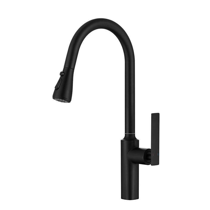 Modern Style Retractable Copper Kitchen Faucet Single Handle High Arc Kitchen Faucet