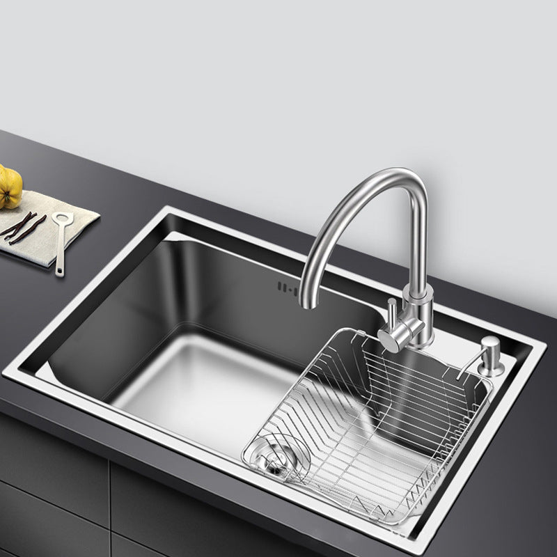 Modern Kitchen Sink Stainless Steel with Basket Strainer and Faucet Workstation Sink