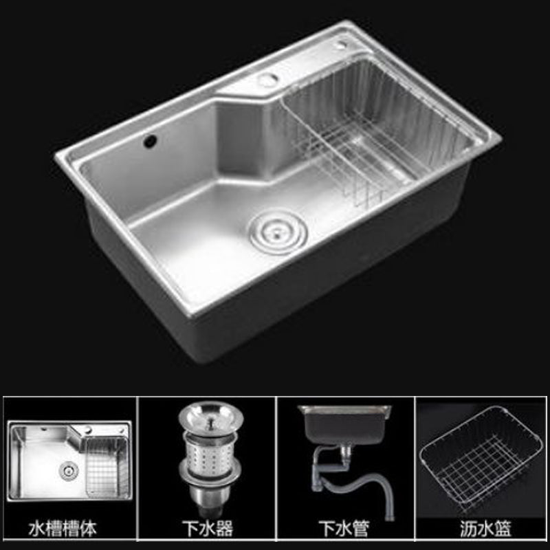 Modern Kitchen Sink Stainless Steel with Basket Strainer and Faucet Workstation Sink