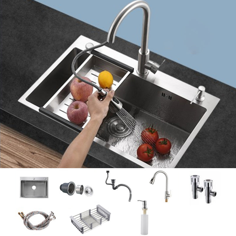 Contemporary Kitchen Sink Corrosion Resistant Kitchen Sink with Faucet