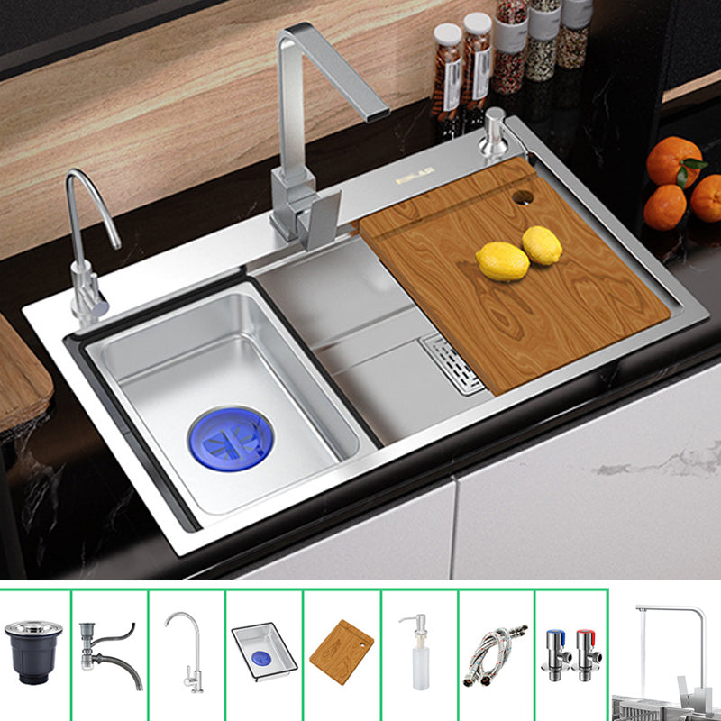 Modern Kitchen Sink Stainless Steel with Grid Strainer and Faucet Workstation Sink