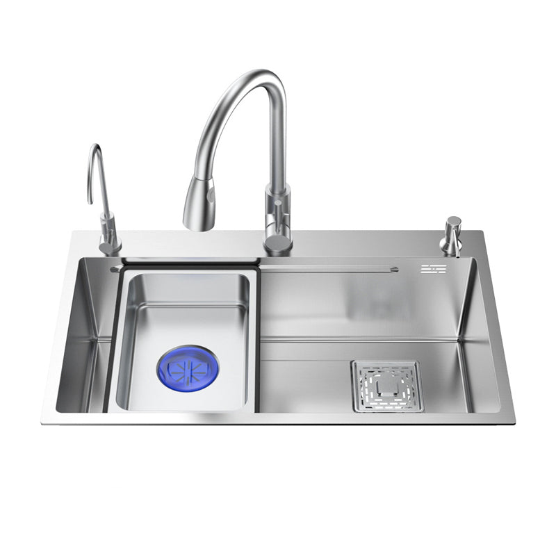 Modern Kitchen Sink Stainless Steel with Grid Strainer and Faucet Workstation Sink