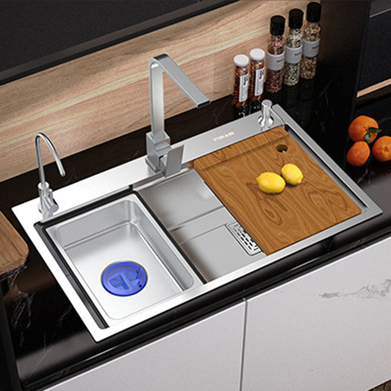 Modern Kitchen Sink Stainless Steel with Grid Strainer and Faucet Workstation Sink