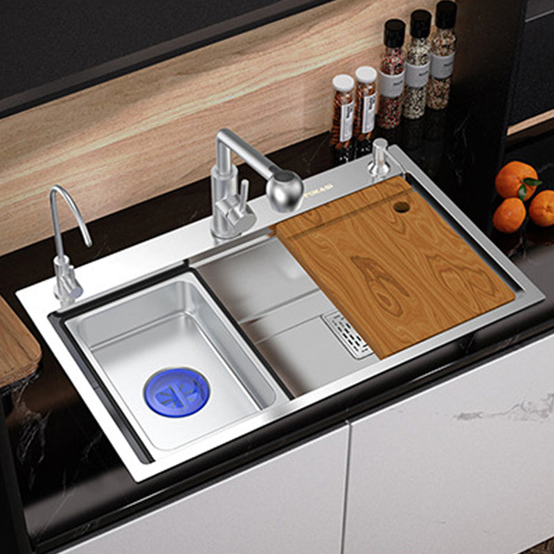 Modern Kitchen Sink Stainless Steel with Grid Strainer and Faucet Workstation Sink