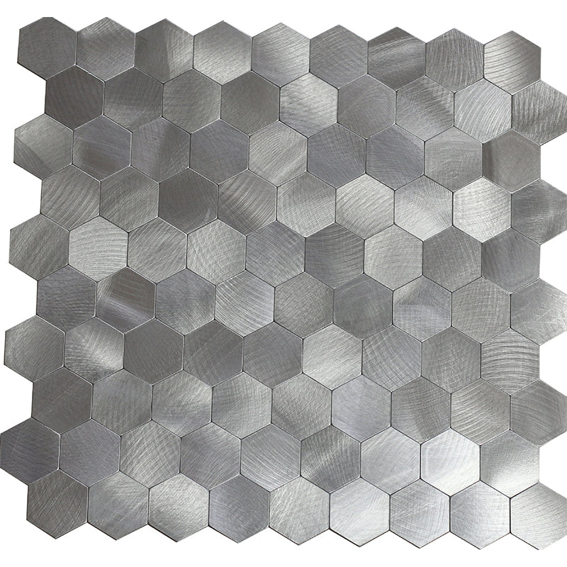 Hexagonal Mosaic Tile Metal Peel and Stick Tiles for Kitchen and Bathroom, 11.8"x 11.8"