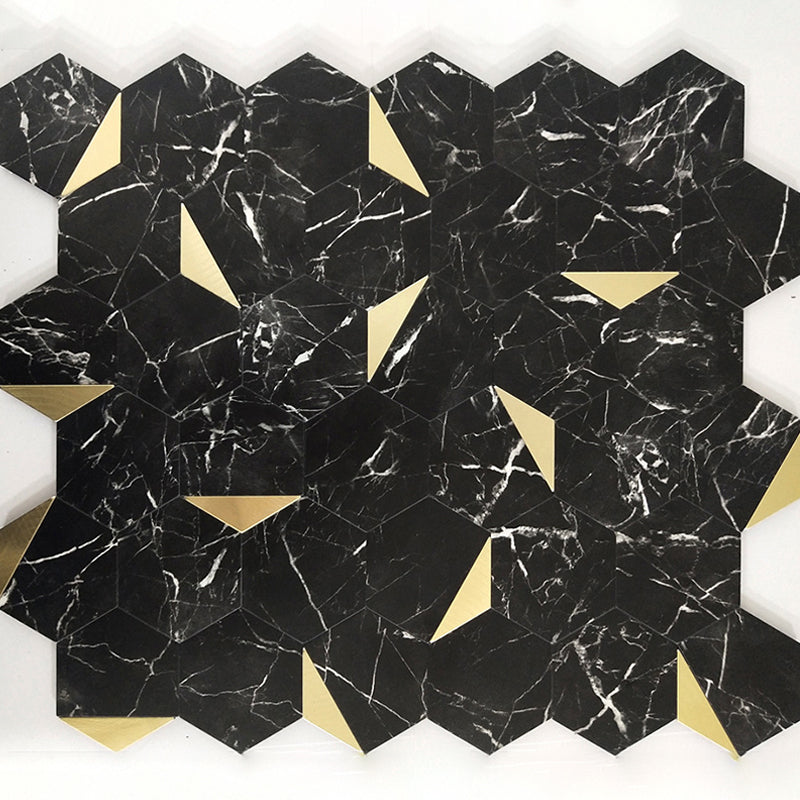 Hexagonal Mosaic Tile Metal Peel and Stick Tiles for Kitchen and Bathroom, 11.8"x 11.8"