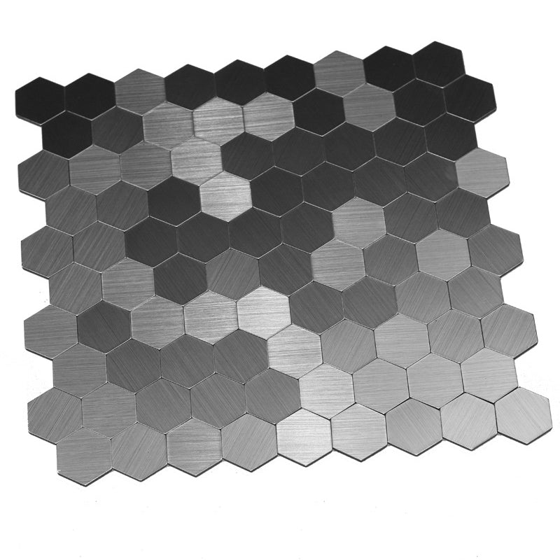 Hexagonal Mosaic Tile Metal Peel and Stick Tiles for Kitchen and Bathroom, 11.8"x 11.8"