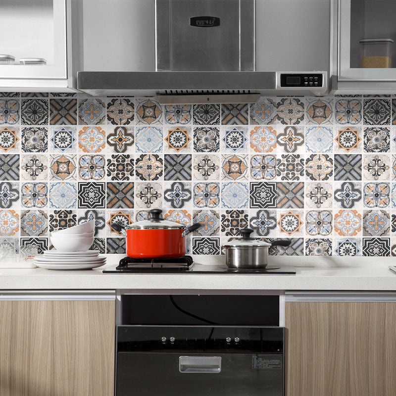 Square Grid Peel and Stick Tile PVC Mosaic Tile for Kitchen Backsplash