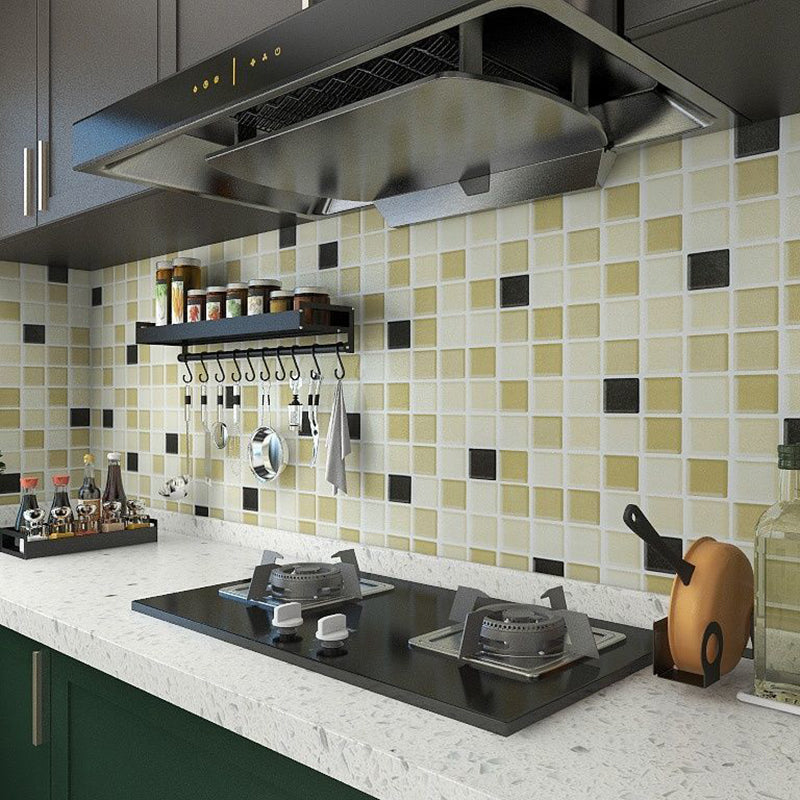 Square Grid Peel and Stick Tile PVC Mosaic Tile for Kitchen Backsplash