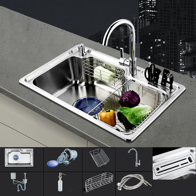 Modern Workstation Sink Stainless Steel with Drain Strainer Kit Kitchen Sink