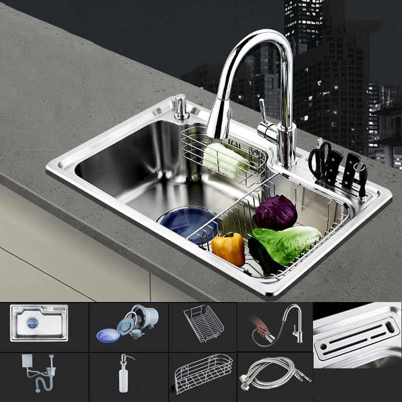 Modern Workstation Sink Stainless Steel with Drain Strainer Kit Kitchen Sink