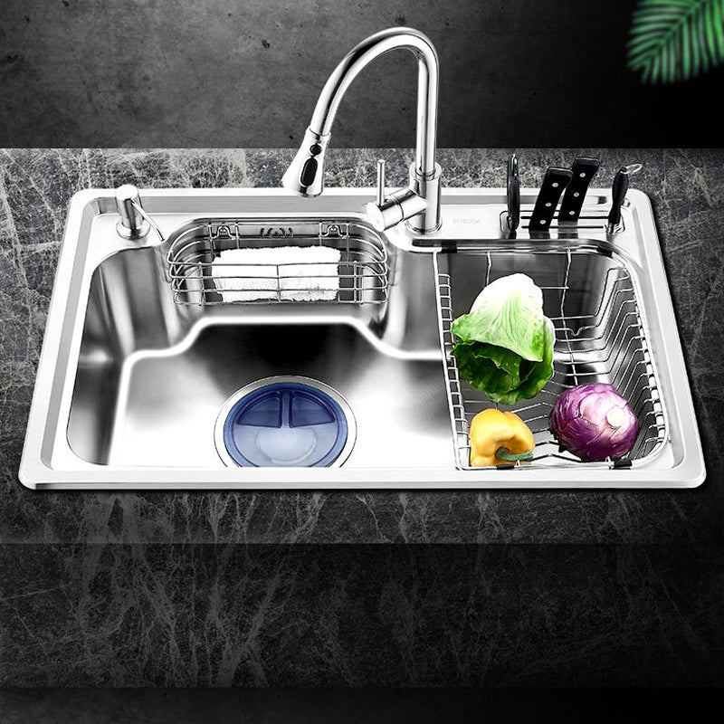 Modern Workstation Sink Stainless Steel with Drain Strainer Kit Kitchen Sink