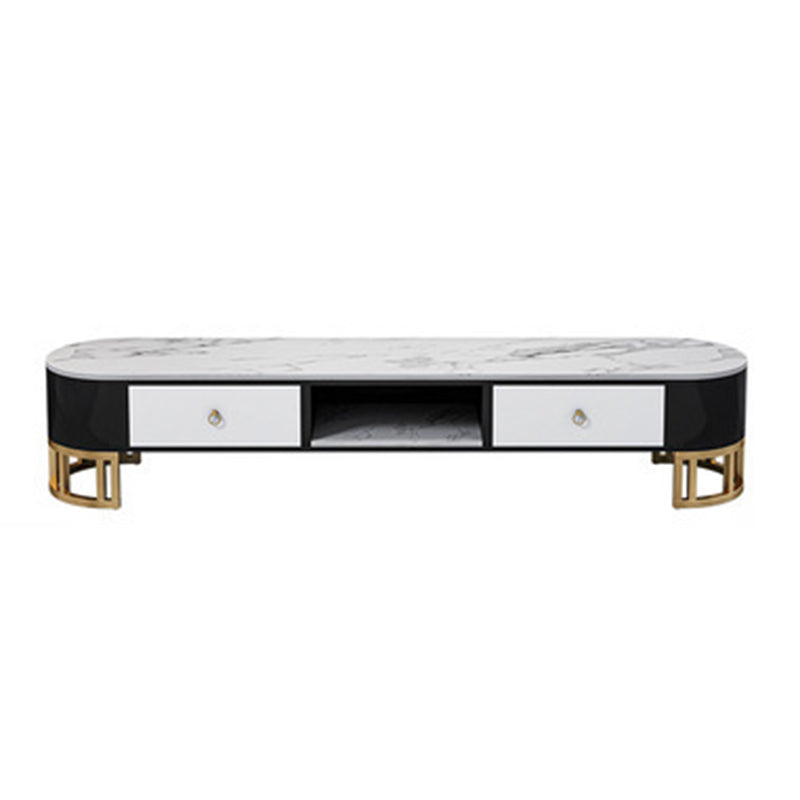 Glam TV Media Stand 16" W Stone Open Shelving TV Stand Console with Drawers