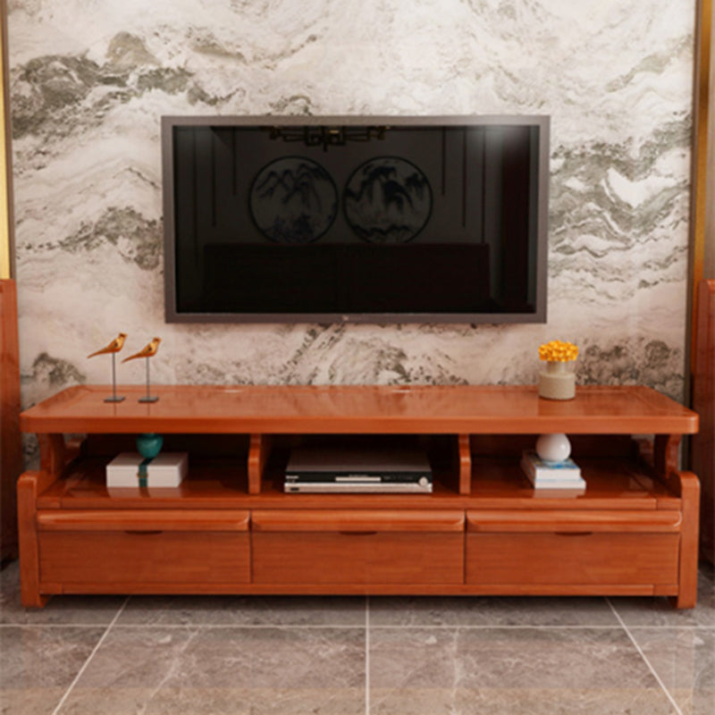 Solid Wood TV Stand Console Open Storage Media Console TV Stand for Living Room