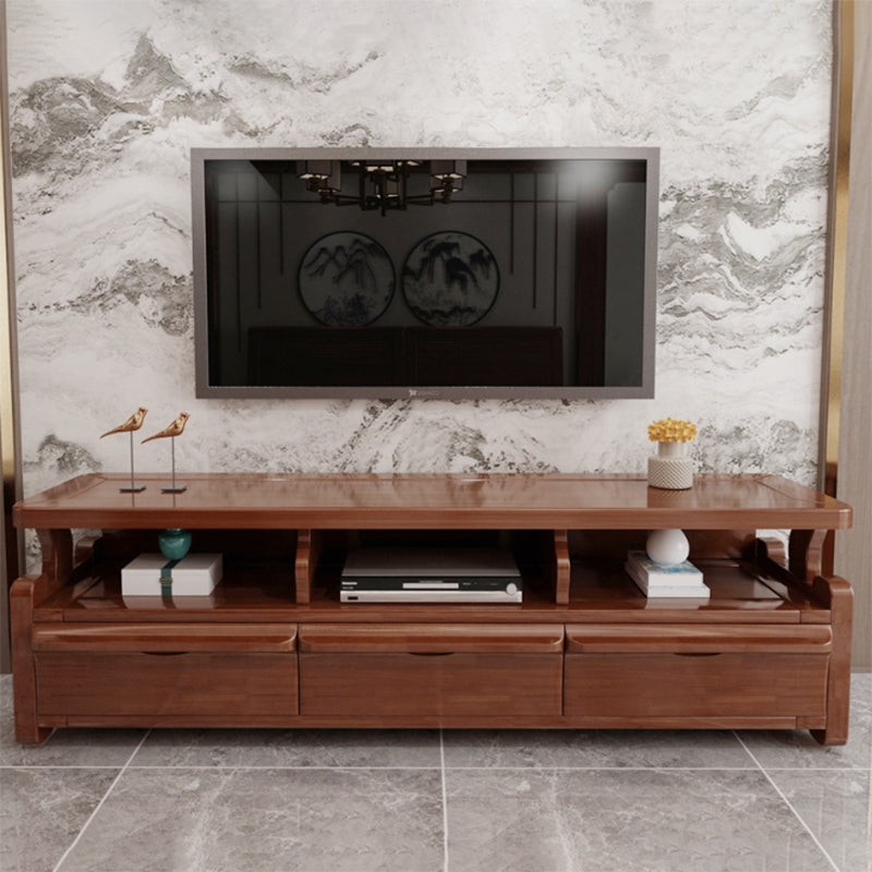 Solid Wood TV Stand Console Open Storage Media Console TV Stand for Living Room