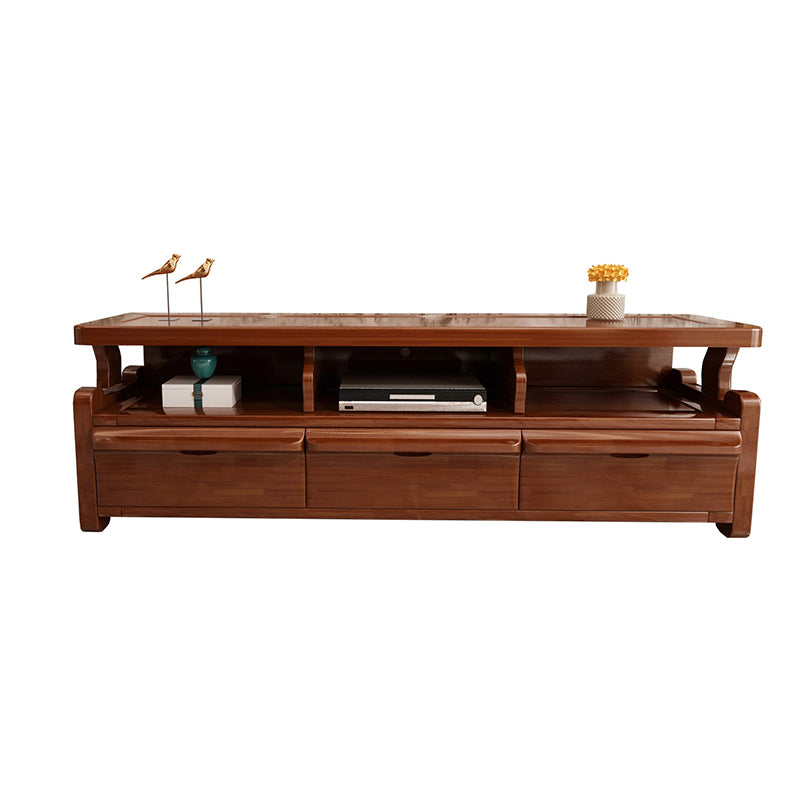 Solid Wood TV Stand Console Open Storage Media Console TV Stand for Living Room