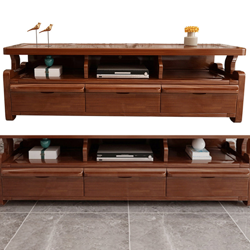 Solid Wood TV Stand Console Open Storage Media Console TV Stand for Living Room