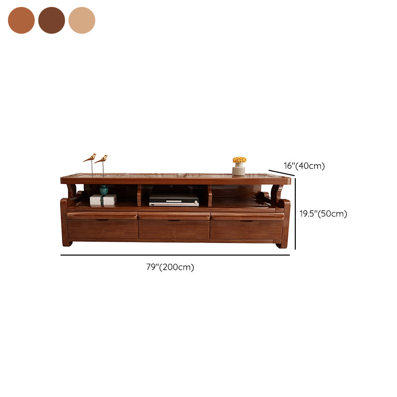 Solid Wood TV Stand Console Open Storage Media Console TV Stand for Living Room