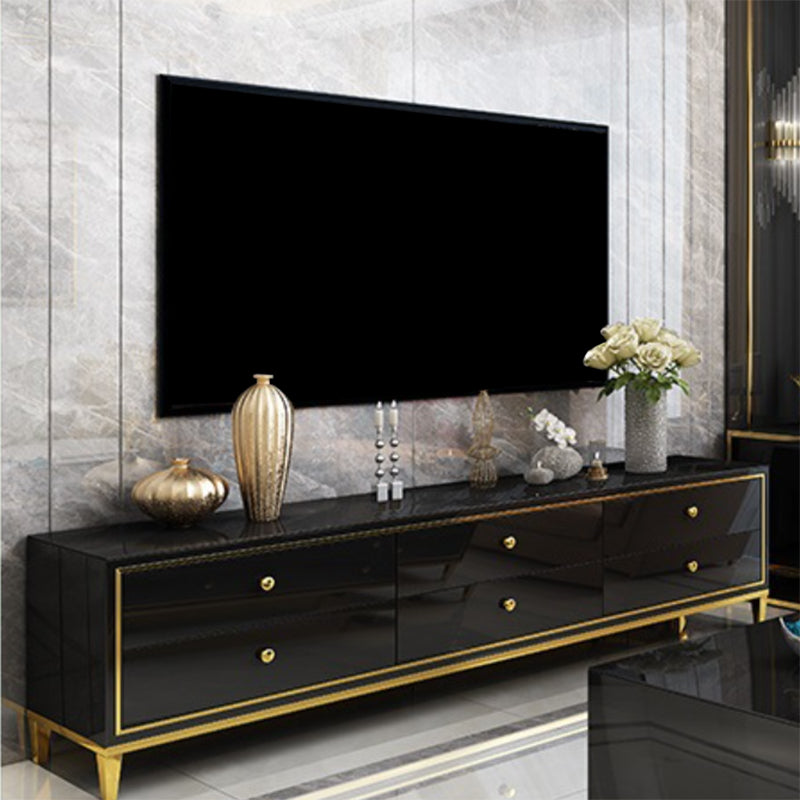 Glam Glass TV Stand Console Enclosed Storage TV Media Stand with Legs for Living Room