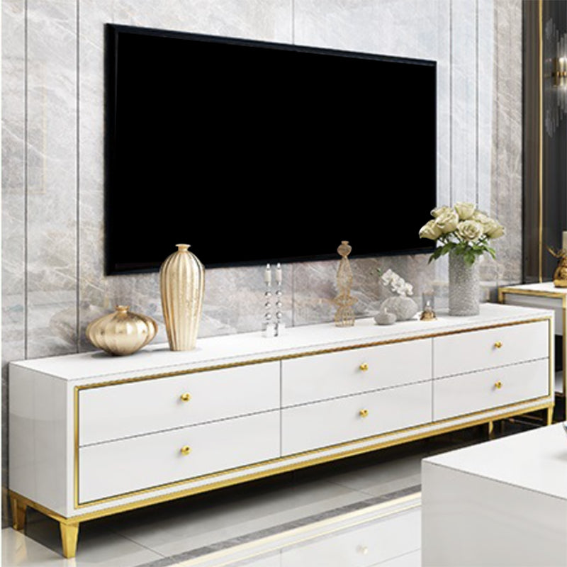 Glam Glass TV Stand Console Enclosed Storage TV Media Stand with Legs for Living Room