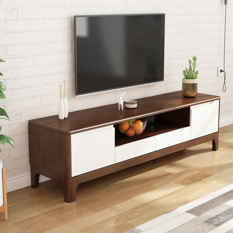 Modern Style Solid Wood TV Stand 19.69-inch Height TV Console with Drawers