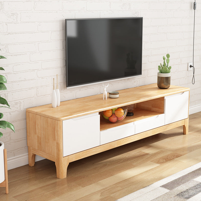 Modern Style Solid Wood TV Stand 19.69-inch Height TV Console with Drawers