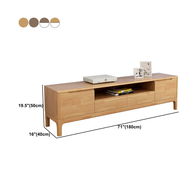 Modern Style Solid Wood TV Stand 19.69-inch Height TV Console with Drawers