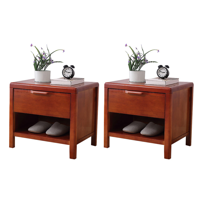 20"L X 22"H Modern Nightstand Rubber Wood Bedside Cabinet with 1-drawer