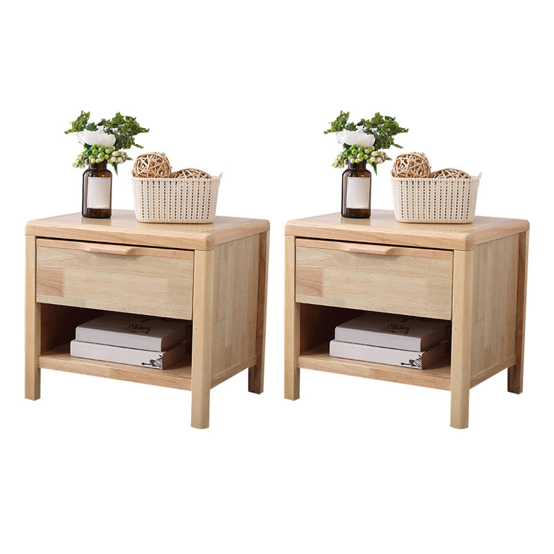 20"L X 22"H Modern Nightstand Rubber Wood Bedside Cabinet with 1-drawer