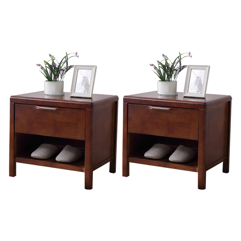 20"L X 22"H Modern Nightstand Rubber Wood Bedside Cabinet with 1-drawer