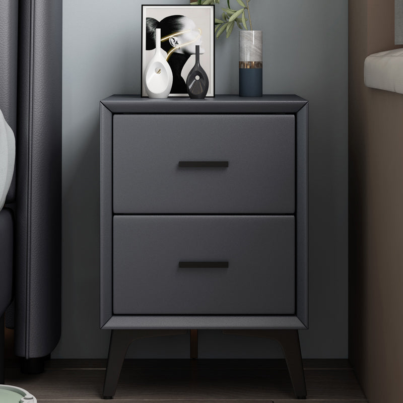 Modern Slate Top Night Table Bedroom 2 Drawers Night Stand with Legs