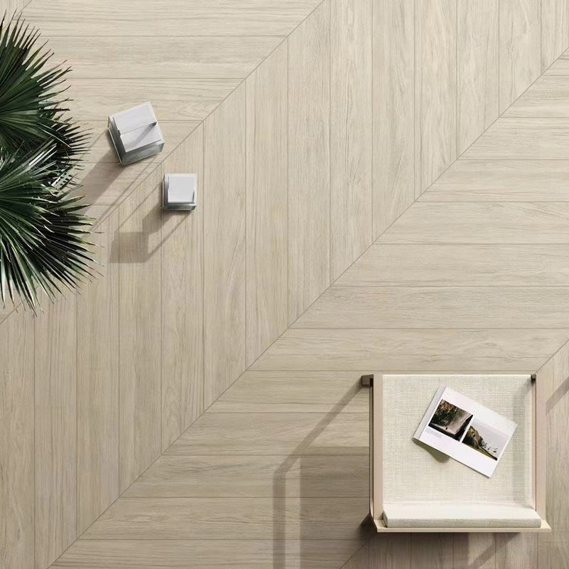 Retangular 5.9"x47.24" Porcelain Singular Tile Fabric Look Floor Tile