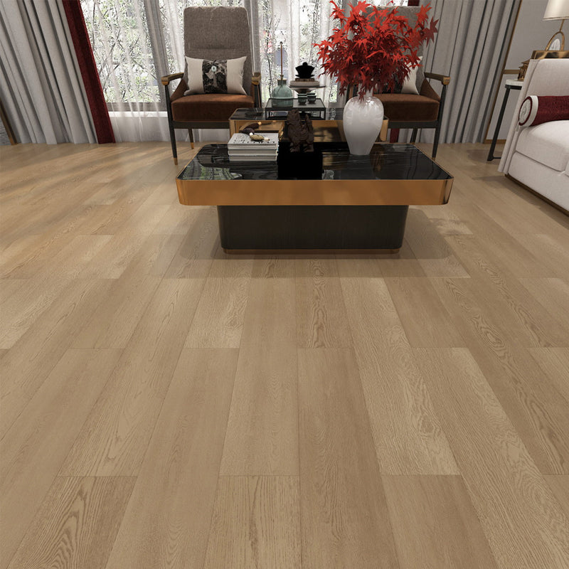 49"x8" Wide E0 Natural Solid Wood Laminate Flooring, Click-Lock, Waterproof