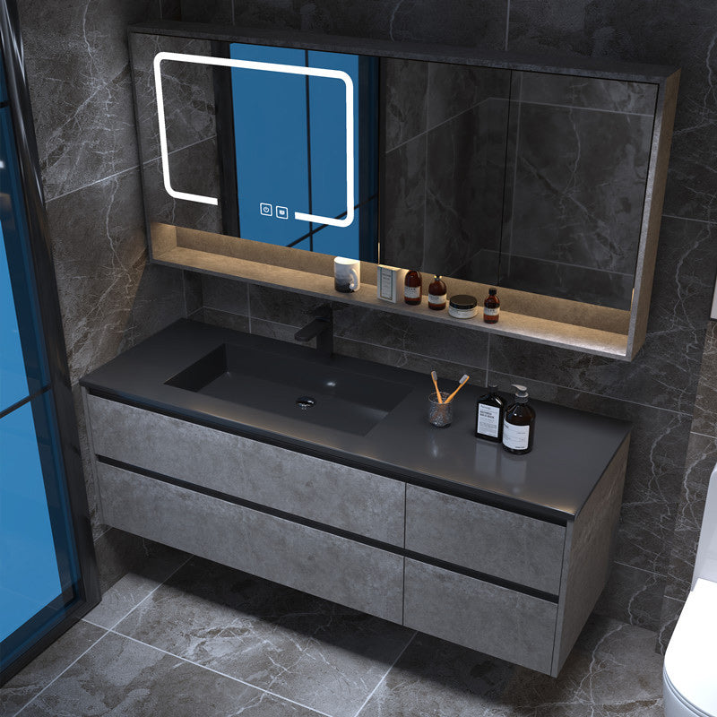 Glam Bathroom Vanity Cabinet Limestone Top with Mirror and Standalone Cabinet Vanity Set