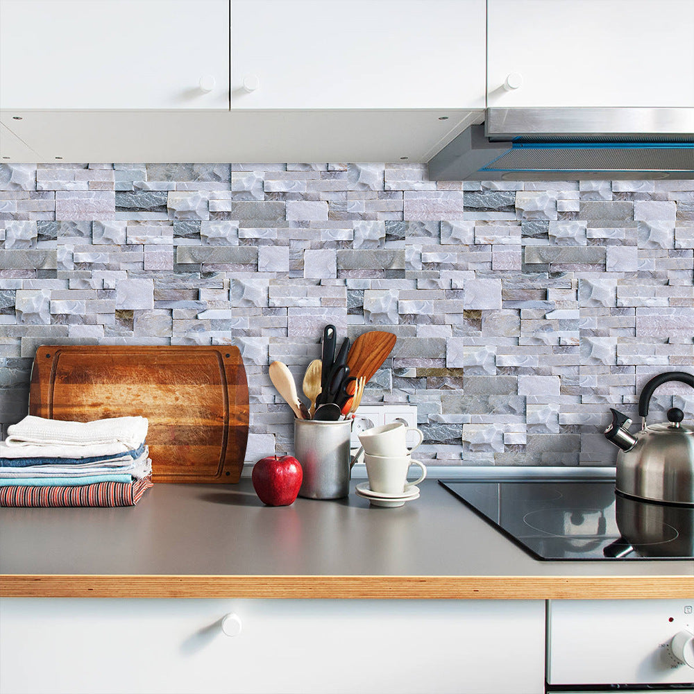 Modern Grey PVC Peel and Stick Tiles Rectangular Stacked Stone Mosaic Tile