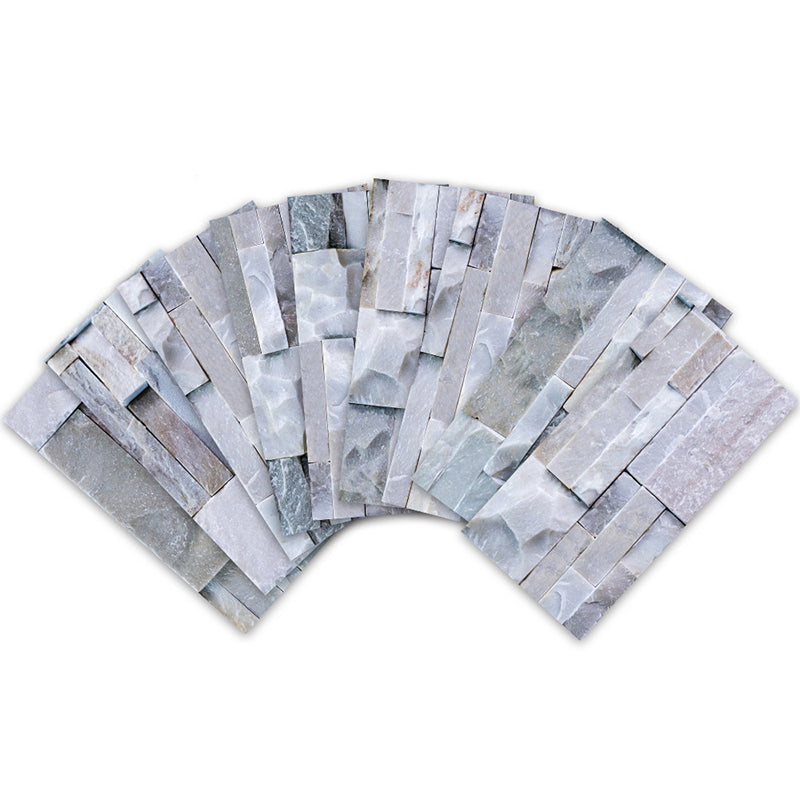 Modern Grey PVC Peel and Stick Tiles Rectangular Stacked Stone Mosaic Tile